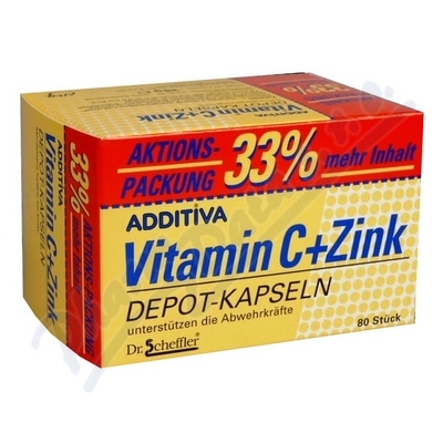 Additiva vitamin C + zinek—80 kapslí