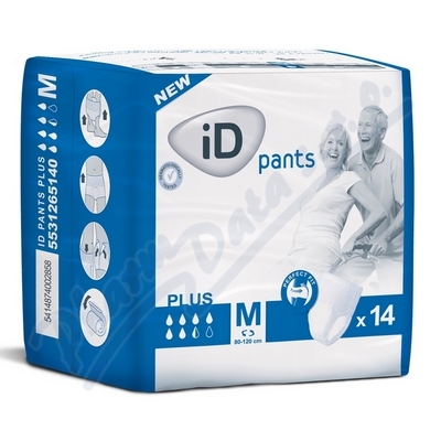 Absorpční kalhotky iD Pants Plus M—boky 80-120cm, savost 1625ml, prodyšné, 14ks