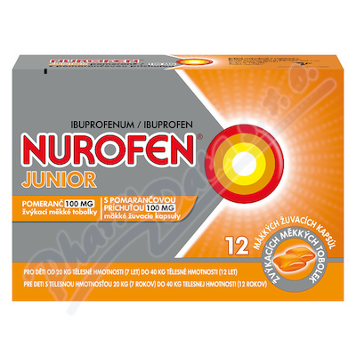 Nurofen Junior Pomeranč 100mg 12 žvýkacích tobolek