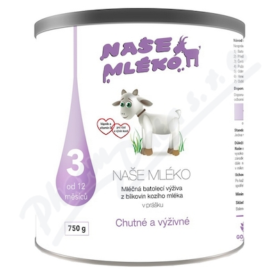 Naše Mléko 3 mléčná výživa z kozího mléka—750 g