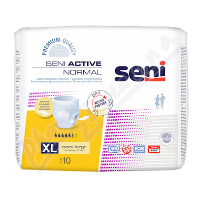 Absorpční kalhotky Seni Active Normal XL—natahovací, boky 120-160 cm, savost 1100 ml, 10ks
