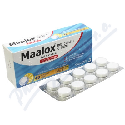 Maalox bez cukru Citron—40 žvýkacích tablet