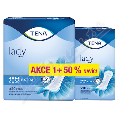 TENA Lady Extra inkontinenční vložky + 50% navíc—20ks + 10 ks