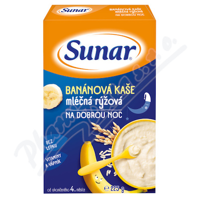 Sunar Banánová kaše mléčná rýžová Na dobrou noc—225g