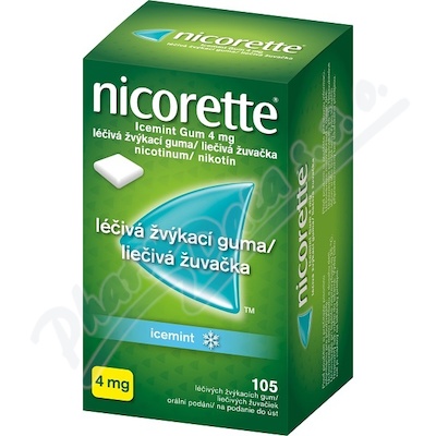 Nicorette IceMint Gum 4 mg Léčivá žvýkací guma—105 žvýkaček