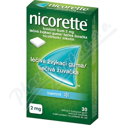 Nicorette IceMint Gum 2 mg Léčivá žvýkací guma—30 žvýkaček