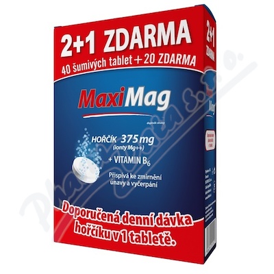MaxiMag Hořčík+B6—3x20 šumivých tablet