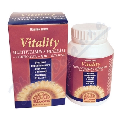 Bloom Vitality —Multivitamín s minerály, Echinacea, Q10, Ženšen, 100 tablet