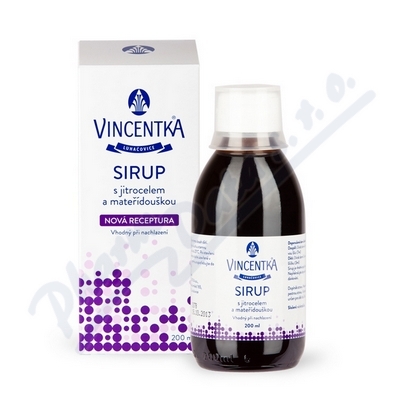 Vincentka Sirup s jitrocelem a mateřídouškou 200 ml