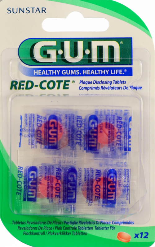 GUM Red Cote tablety k indikaci zubního plaku—12 ks