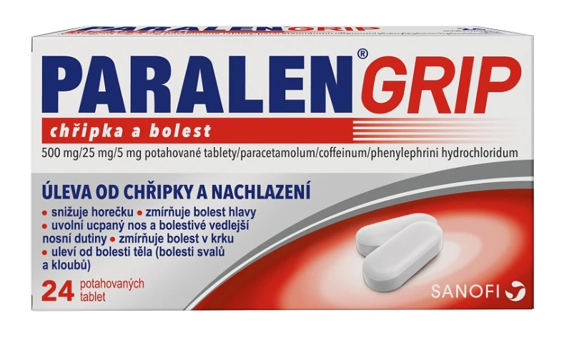 Paralen Grip Chřipka a bolest 500mg/25mg/5mg—24 tablet