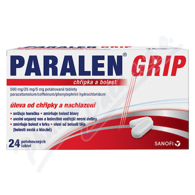 Paralen Grip Chřipka a bolest 500mg/25mg/5mg—24 tablet
