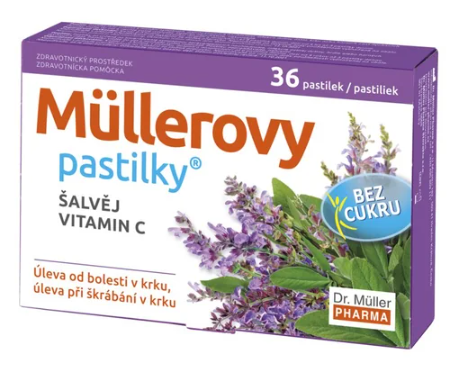 Müllerovy pastilky se šalvějí bez cukru—36ks