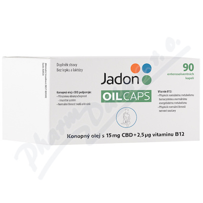 Jadon oil caps konopný olej s 15mg CBD+B12—90 kapslí