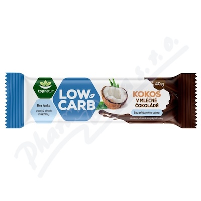 Topnatur Low Carb tyčinka kokos—v mléčné čokoládě, 40g