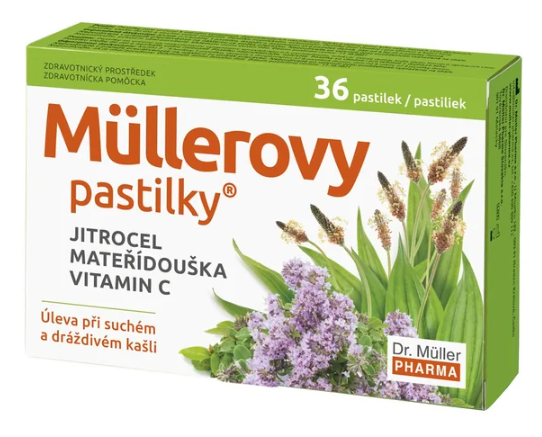 Müllerovy pastilky s jitrocelem a mateřídoškou—36ks