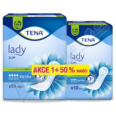 Inkontinenční vložky TENA Lady Slim Extra—20+10 ks zdarma