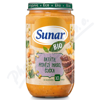 Sunar BIO příkrm Batáty, hovězí maso a čočka—235g