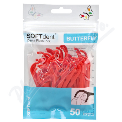 SOFTdent Butterfly dentální párátka s nití—50 ks