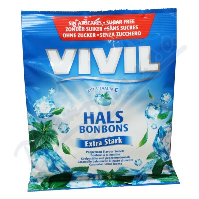 Vivil Extra silný mentol + vit.C bez cukru—bonbony 80 g
