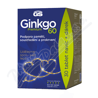GS Ginkgo 60 Premium—60 + 30 tablet + dárek