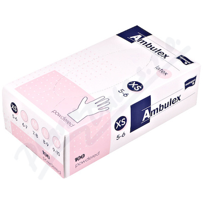 Ambulex rukavice latexové jemně pudrované XS—100ks