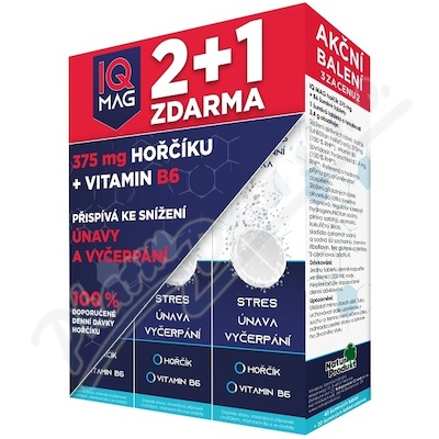 IQ Mag hořčík + vitamín B6 šumivé tablety—40+20 zdarma