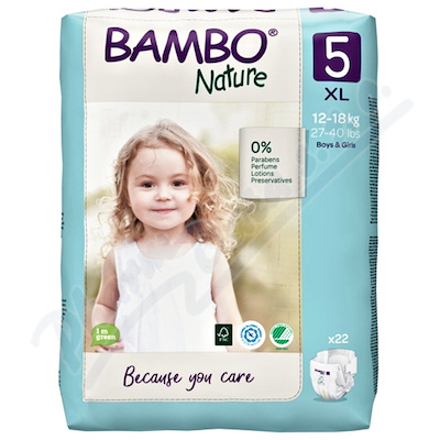 Absorpční kalhotky BAMBO Nature 5XL—zalepovací, pro děti 12-18kg, 22ks