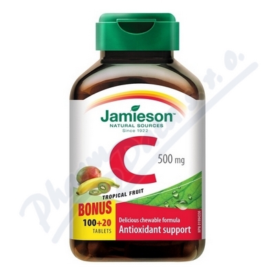 Jamieson Vitamín C 500 mg tropické ovoce—120 cucacích tablet