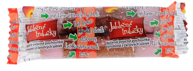 Jablečné trubičky s jahodovou polevou—24 g