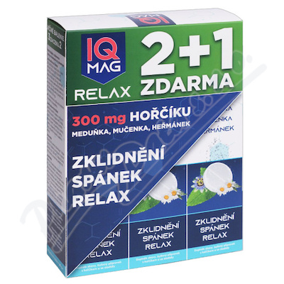 IQ Mag Relax 300mg hořčíku šumivé tablety —3x20ks