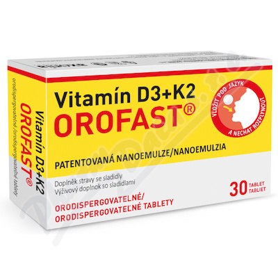 Vitamín D3+K2 OROFAST —orodispergovatelné, 30 tablet