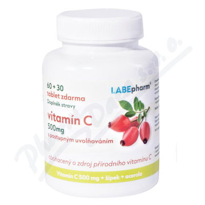 Labe Pharm Vitamín C 500mg+šípek+acerola—90 tablet