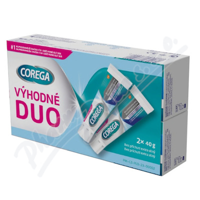 Corega Bez příchuti extra silný fixační krém DUO —2x40g