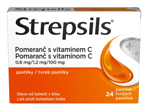 Strepsils Pomeranč s vitaminem C—24 pastilek