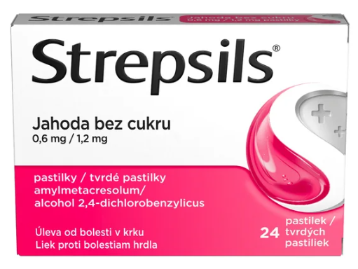 Strepsils Jahoda bez cukru—24 pastilek