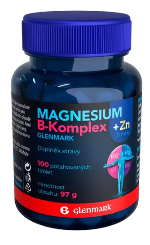 Magnesium B-komplex + Zinek Glenmark—100 potahovaných tablet