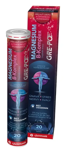 Glenmark Magnesium B-komplex GRE-PO—20 šumivých tablet