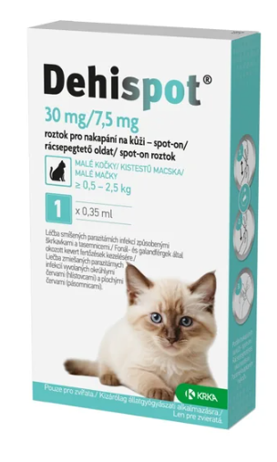 Dehispot spot-on pro malé kočky 30/7,5 mg—roztok pro nakapání na kůži 1 pipeta