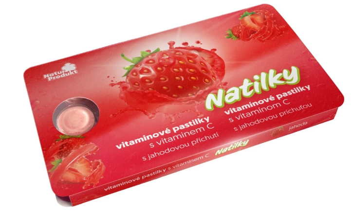 Naturprodukt Natilky —jahodové pastilky s vitaminem C 12 ks