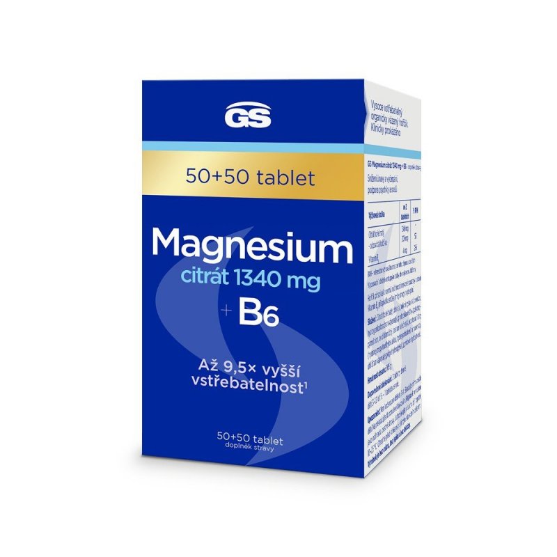 GS Magnesium citrát 1340mg+B6 tbl.50+50