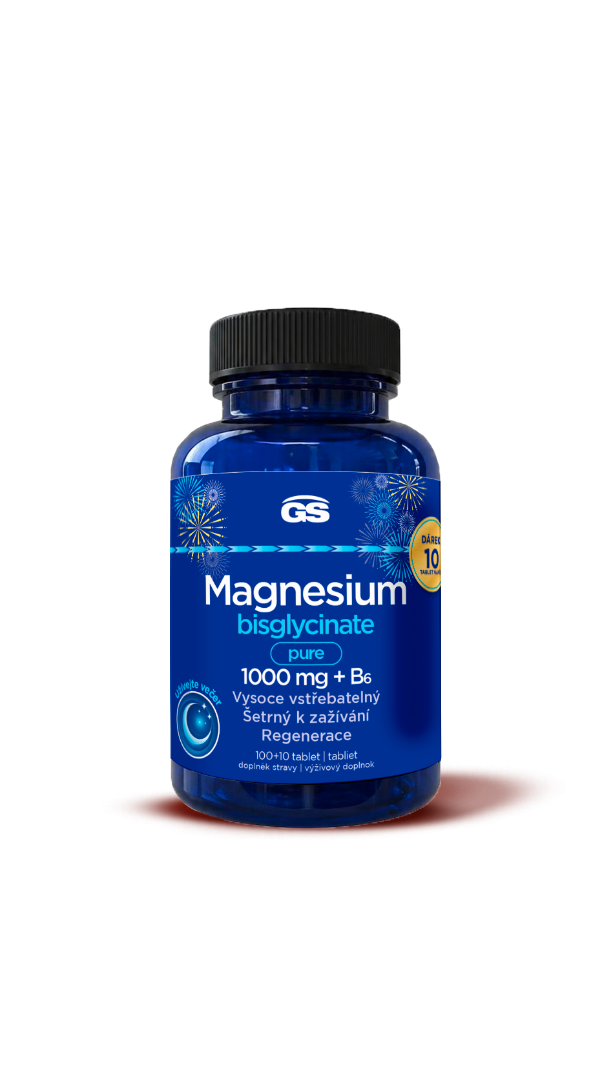 GS Magnesium bisglyc.pur.1000mg+B6 dár.—100+10 tablet