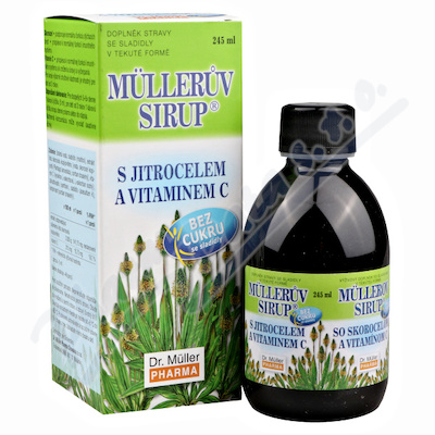 Müllerův Sirup s jitrocelem BEZ CUKRU—245 ml