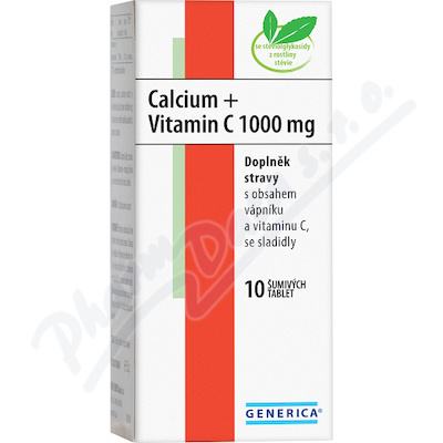 Calcium + Vitamin C 1000 mg Generica—10 šumivých tablet