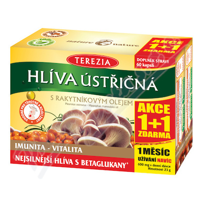 Terezia Hlíva s rakytníkovým olejem—60 + 60 kapslí AKCE - DOPRODEJ Exp. 8/24 (skladem poslední 2 ks/běžná c.399,-)