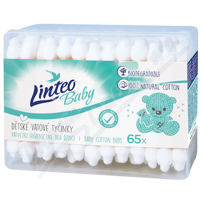 Vatové papírové tyčinky Linteo Baby—65 ks