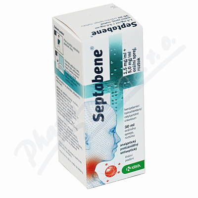 Septabene 1,5mg/5ml + 5mg5ml—orální sprej 30ml