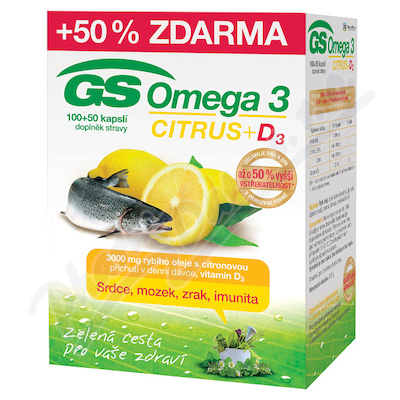 GS Omega 3 Citrus+D3 100 + 50 kapslí