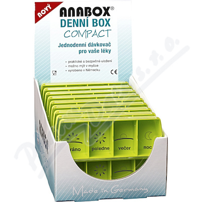 Dávkovač na léky - zelený ANABOX denní box Compact—