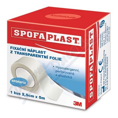 Spofaplast 3M Fixační náplast transparentní fólie—432, 5 m x 25 mm, 1 ks